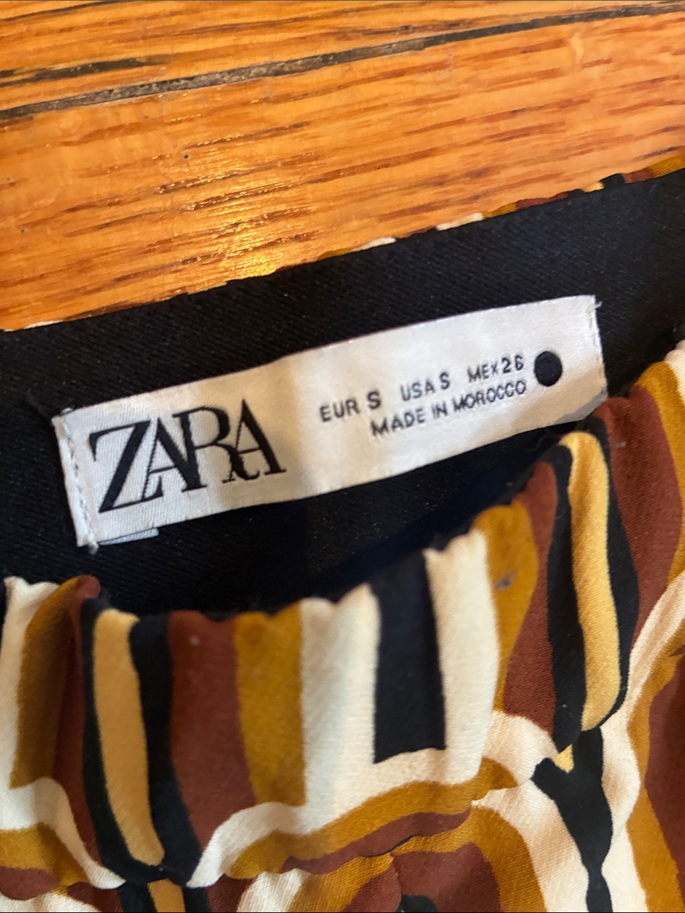 Zara Brown and Cream Arch-Print Wide-Leg Pants - Picture 5 of 6